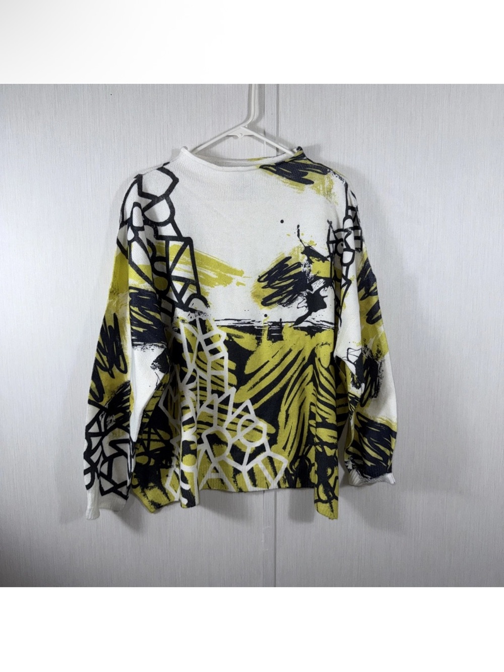 Inoah Shimmer Golden Abstract Sweater Size S/M Lagenlook Art to Wear